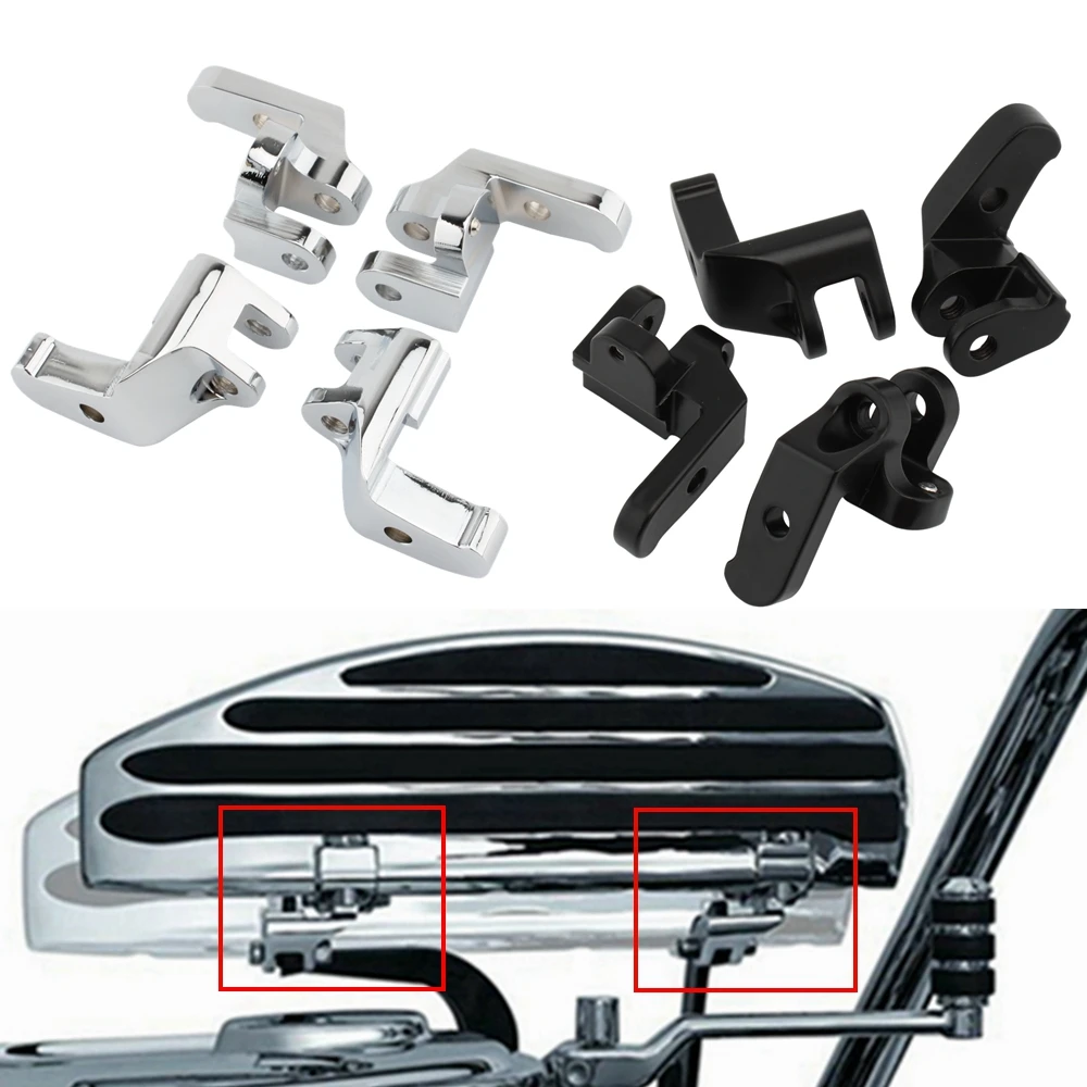 

Chrome/Black Motorcycle Front Driver Floorboard Relocation Brackets For Harley Davidson Touring Road Glide FLHTK