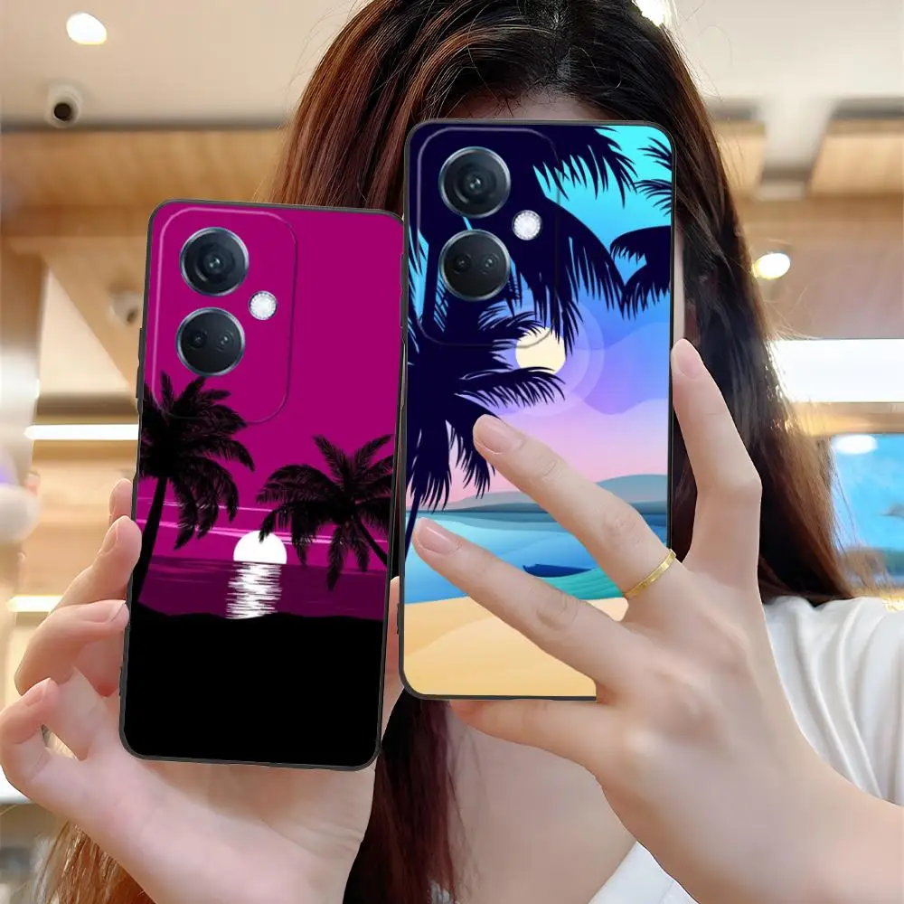 Sunset Coconut Trees Phone Case for OPPO Reno 14 13 12 11 10 9 8 7 6 5 F T Pro 5G Soft TPU Shockproof Cover