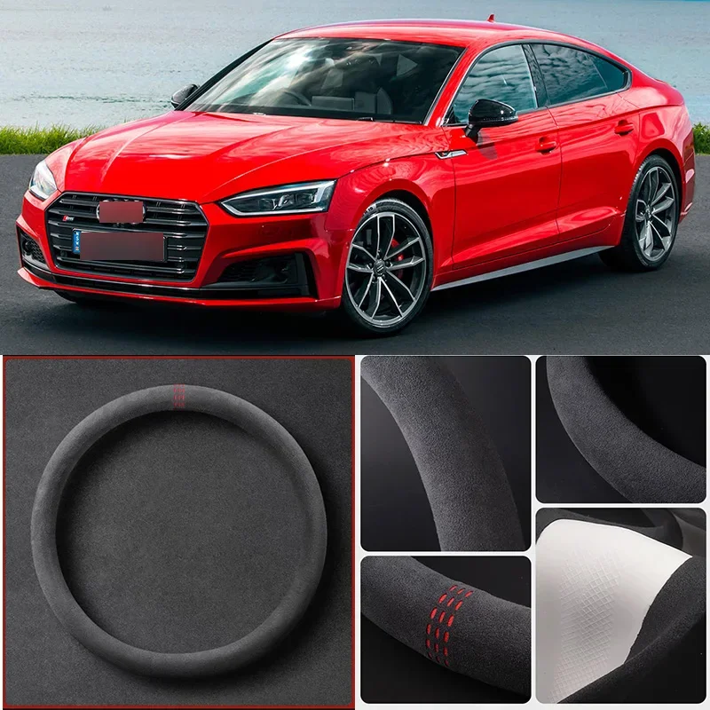 Alcantara Anti-Slip Black Suede Leather Car Universal Steering Wheel Cover For AUDI S5 Car Accessories