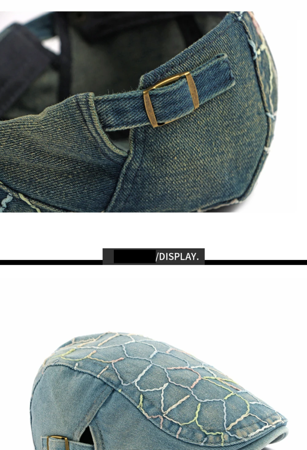 HT5071 Herren- und Damen-Baskenmützen Retro Künstler-Mütze mit Stickerei Hochwertige Baumwoll-Denim-Baskenmütze – Detail 5