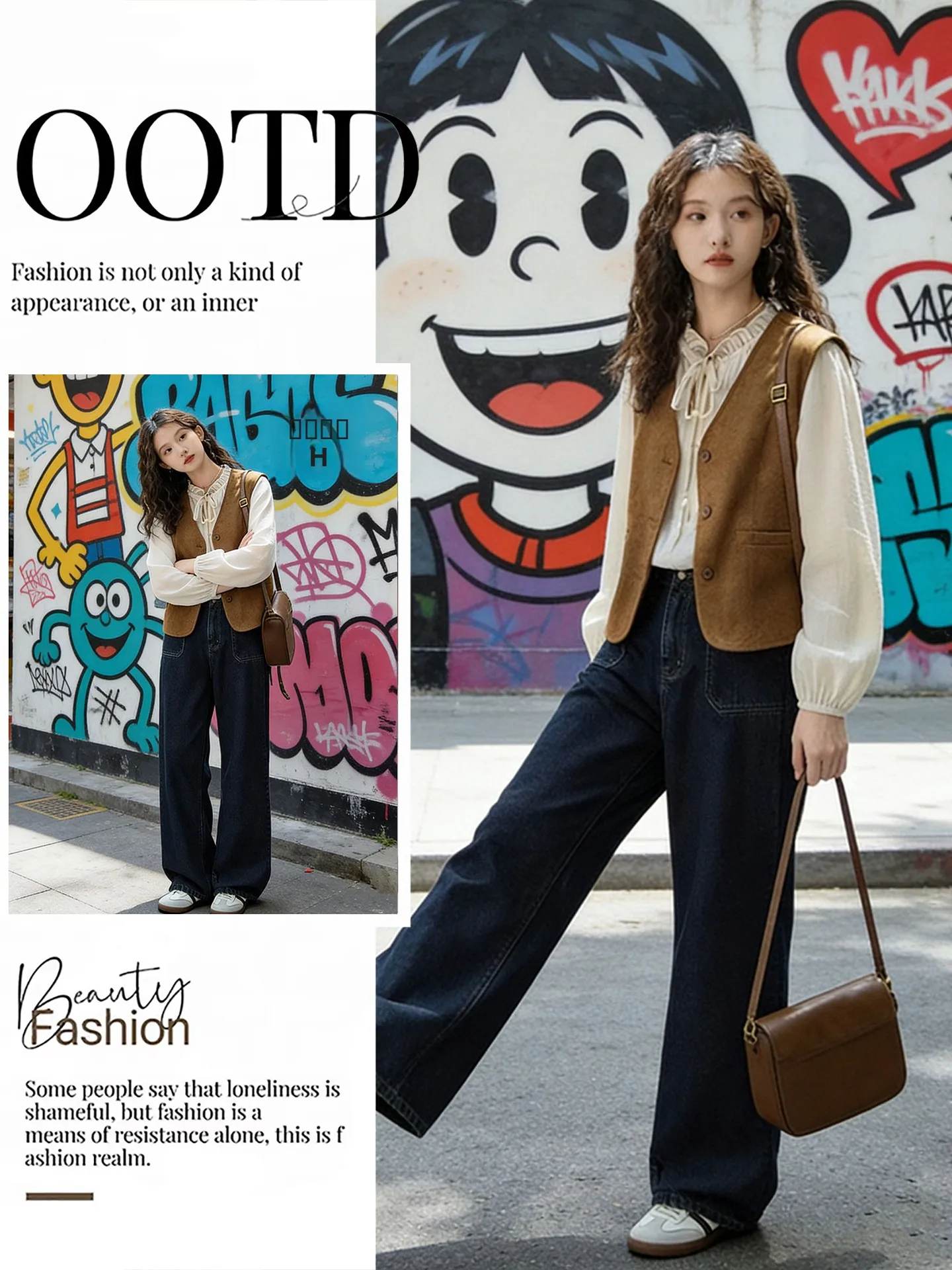 

Korean Sle Wide Leg Jeans Set with Belt Base Top And Vest Retro Outfit Tee Piece Women's Faion Winter Collection