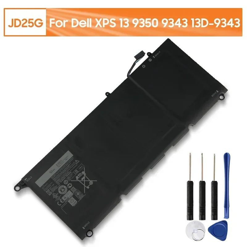 

NEW Replacement Battery JD25G For Dell XPS 13 9350 9343 13D-9343 JHXPY 90V7W 0N7T6 5K9CP Laptop Battery 52Wh with Tools