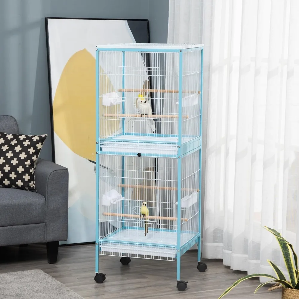 

Large Bird Cage with 1.7 ft. Width for Wingspan, Bird Aviary Indoor with Multi-Door Design, Fit for a Canary, Finch, Conure, 55"