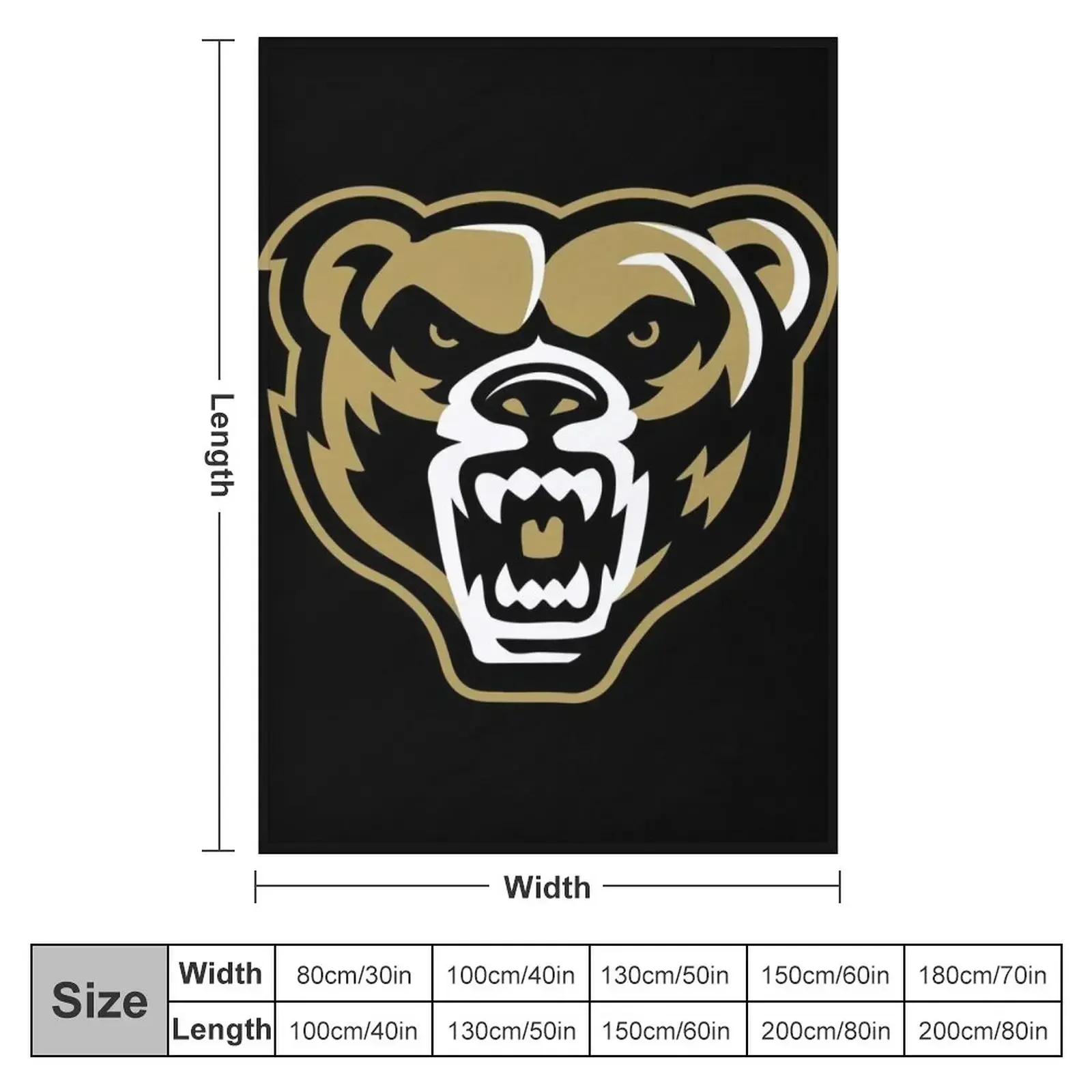 Oakland Golden Grizzlies Throw Blanket Hairy Softest Loose Blankets