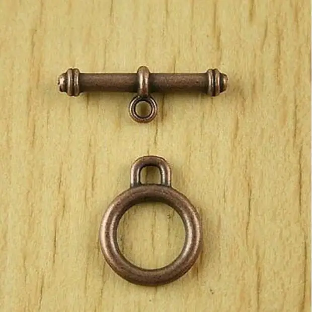 15sets 18.7x14.6mm bar is 24.5mm copper-tone round toggle clasps HWH2189