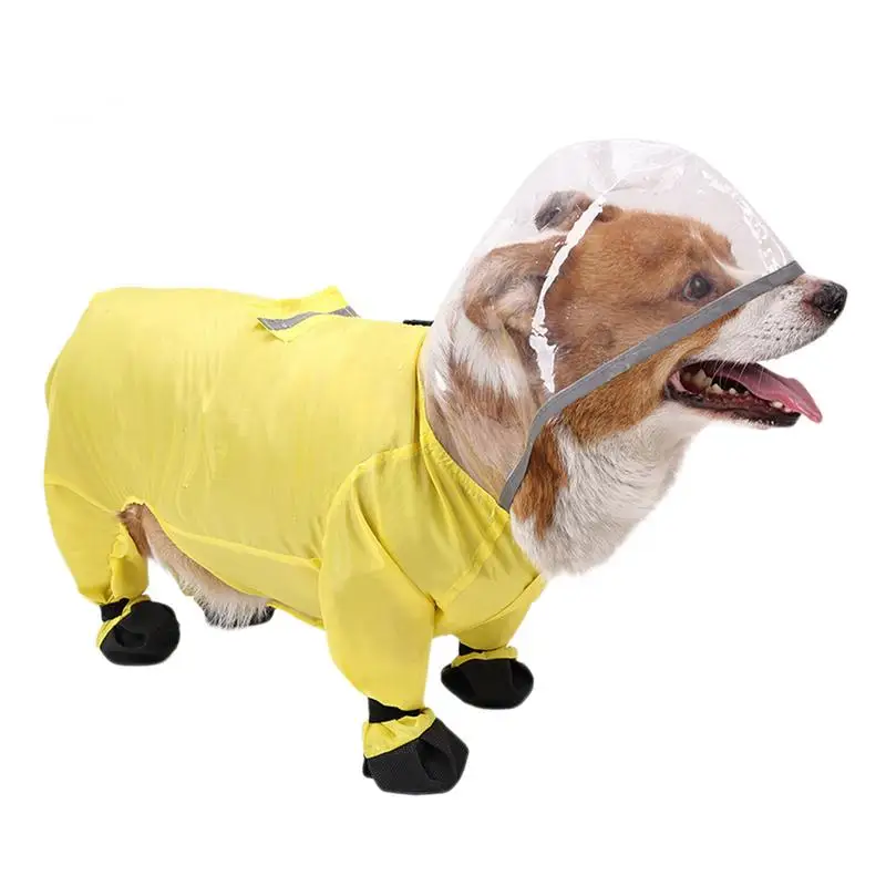 Lightweight Waterproof Dog Raincoat with Reflective Hood
