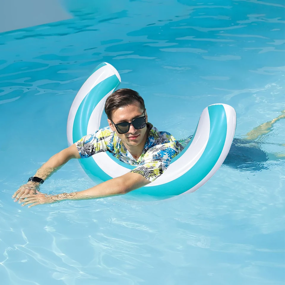 1pc PVC Inflatable U-Shaped Pool Noodle Float, Striped Water