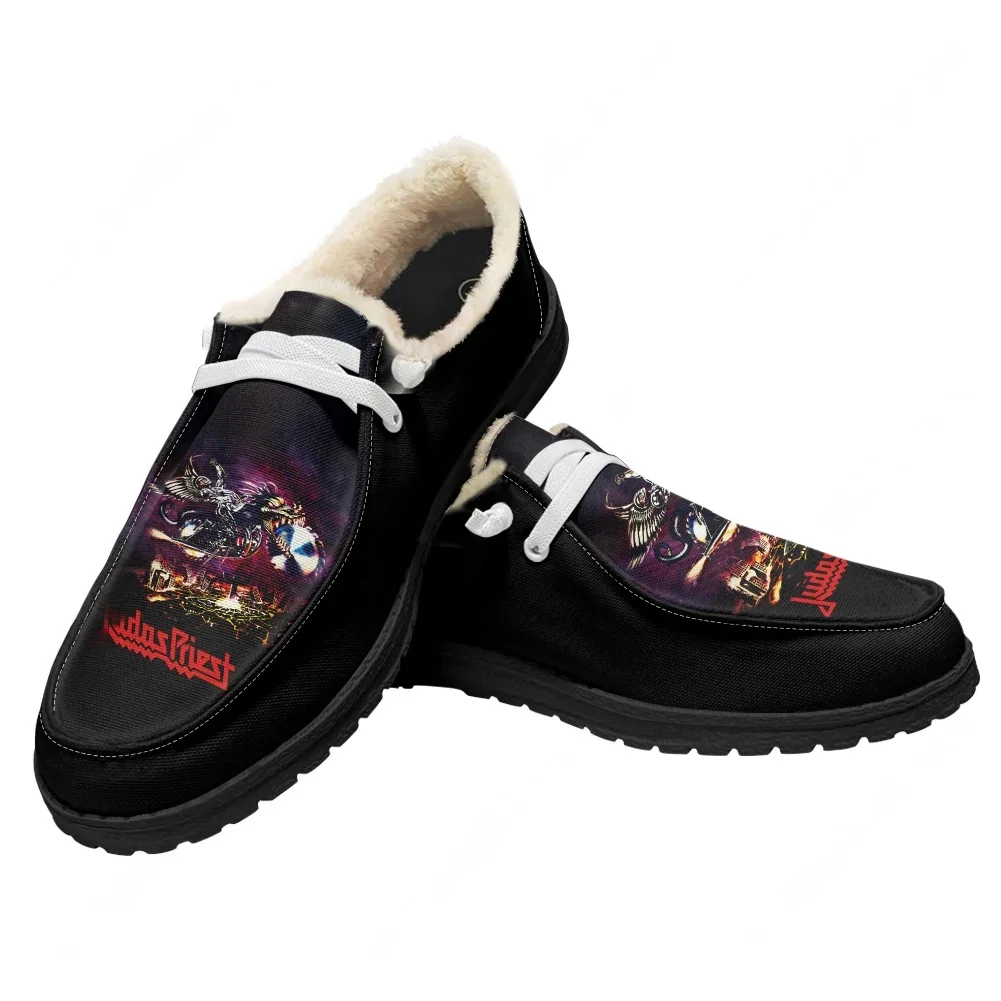 

Judas Priest Velvet Flat Shoes Men Women Warm Casual Shoe Indoor Outdoor Light Shoes Fashion Print Patterns Custom Made Shoes