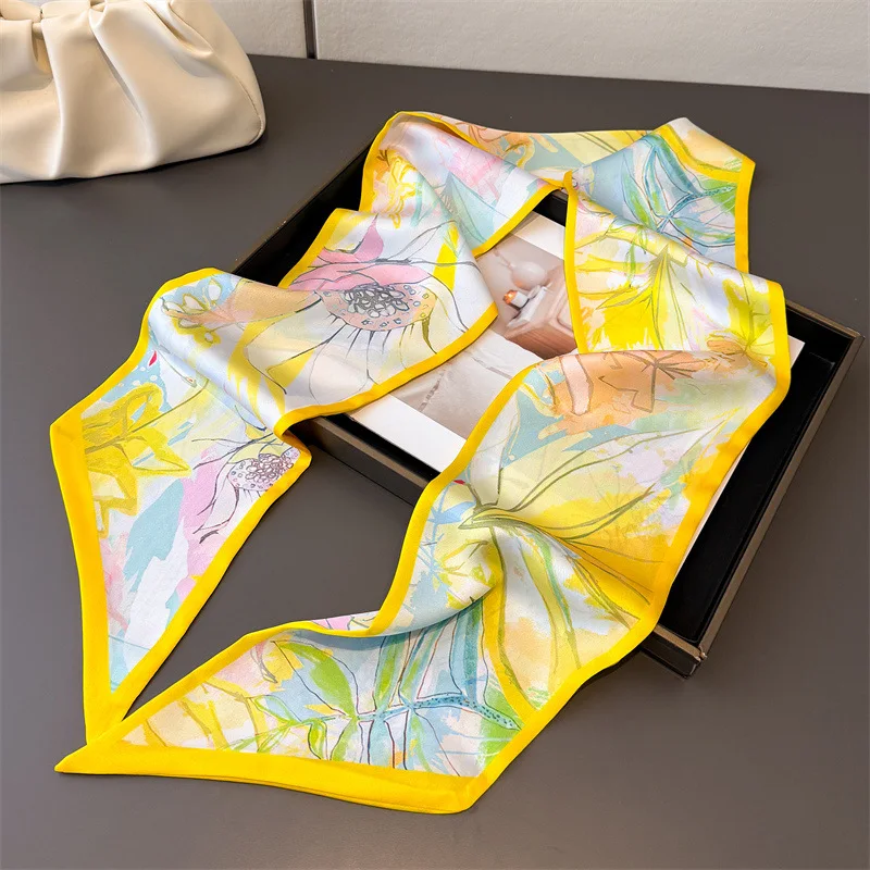 New model horse print double-layer scarf decorative scarf commuting summer necktie versatile narrow female scarf