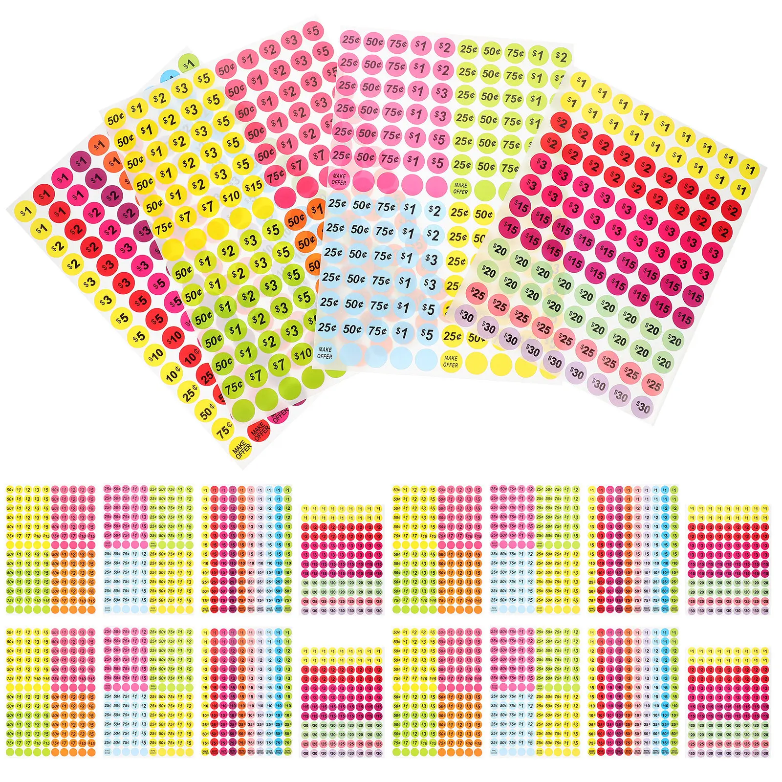 

20 листов предварительно наклеенных ценников-этикеток для распродаж в гараже, на улице, в пекарнях, супермаркетах, розничной торговле, для домашнего использования, легко снимаемые