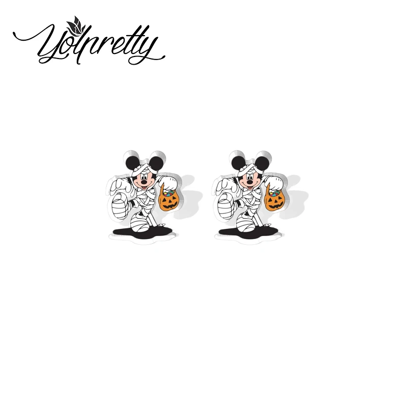 2024 New Fashion Halloween Mickey and Minnie Mouse Cosplay Epoxy Handcraft Acrylic Stud Earrings