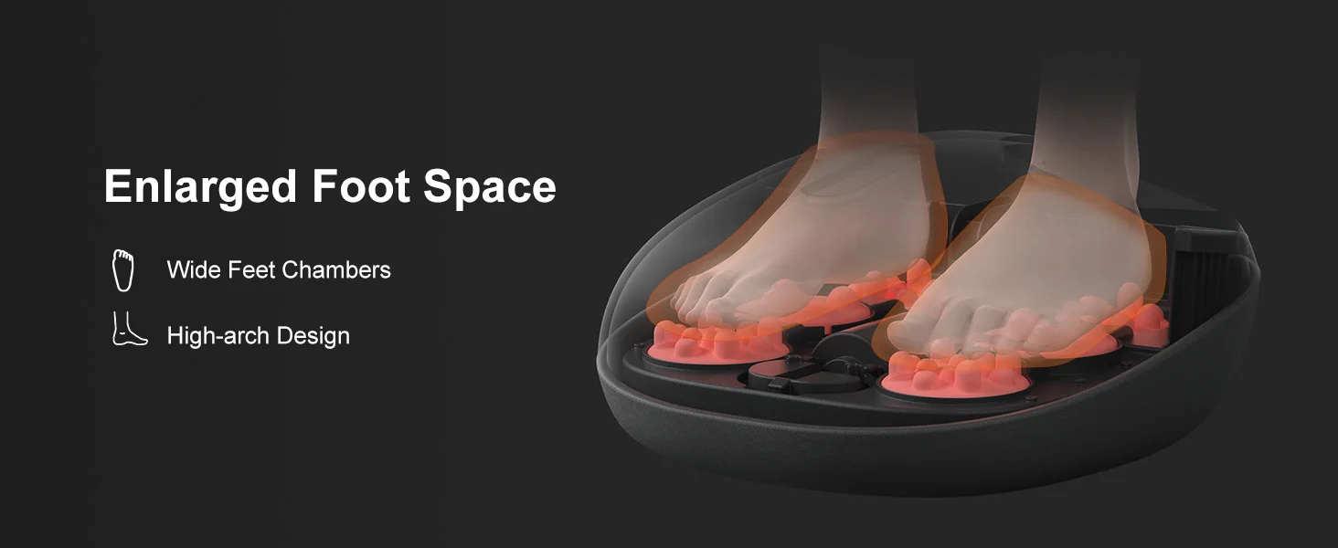 Make Time for Foot Relaxation An electric shiatsu foot massager featuring rolling and kneading massage, optional heat, adjustable air compression, and a convenient 15-minute timer.
