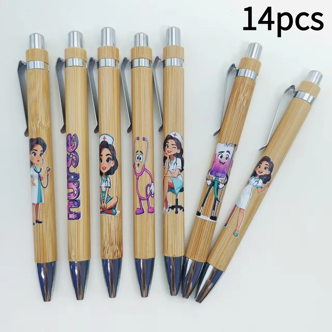 7Pcs/14Pcs Medical Nurse Series Theme Ballpoint Pen Multiple Fashionable Nurse Printing Styling Gift Pen Student Writing Signature Pen