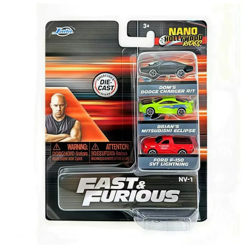 JADA 1:128 Fast & Furious Diecast Mini Alloy Car Set Action Figure 3 Pack Vehicles Doll Model Toys Collect Ornaments view 2