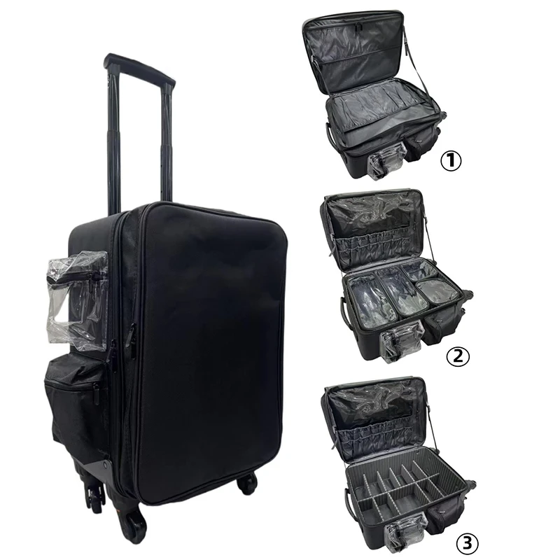 Professional Makeup Train Case Trolley Cosmetic Case Rolling Luggage Travel Suitcase Makeup Organizer Trolley Bags With Wheels