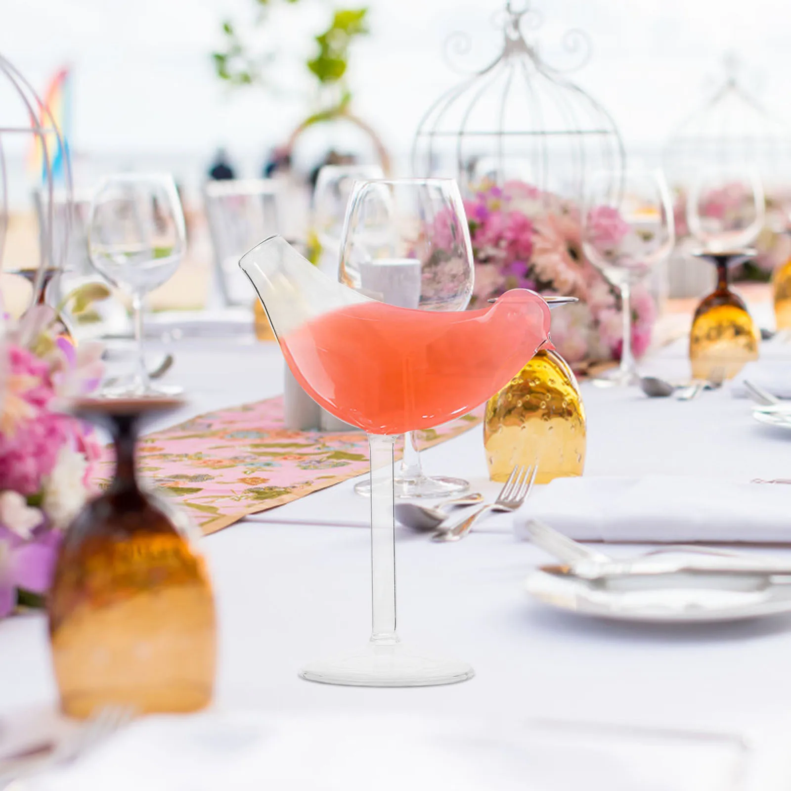 

1Set Bird Shape Cocktail Glasses Transparent Creative Design Great for Weddings Parties Home Hotel Bar Use Wine Container