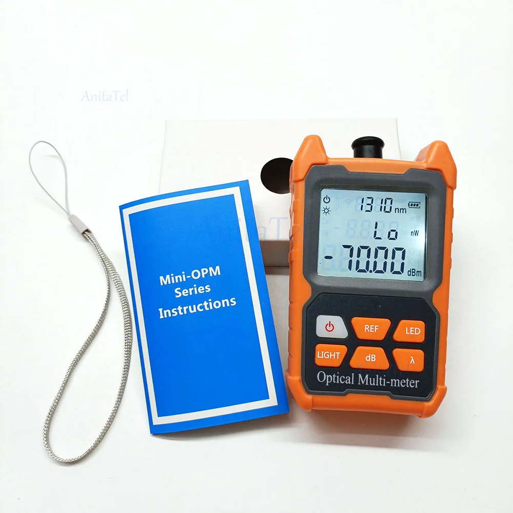 Fiber mini Optical Power Meter -70+6 dBm High Quality OPM Dry battery Mini OPM Support lighting