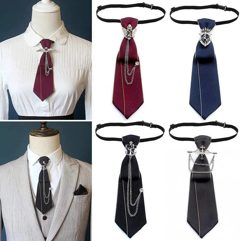 British Style Rhinestone Metal Tie Men's and Women's Universal Ties Clothing Skinny Short Necktie Accessories Trendy 6 * 21CM