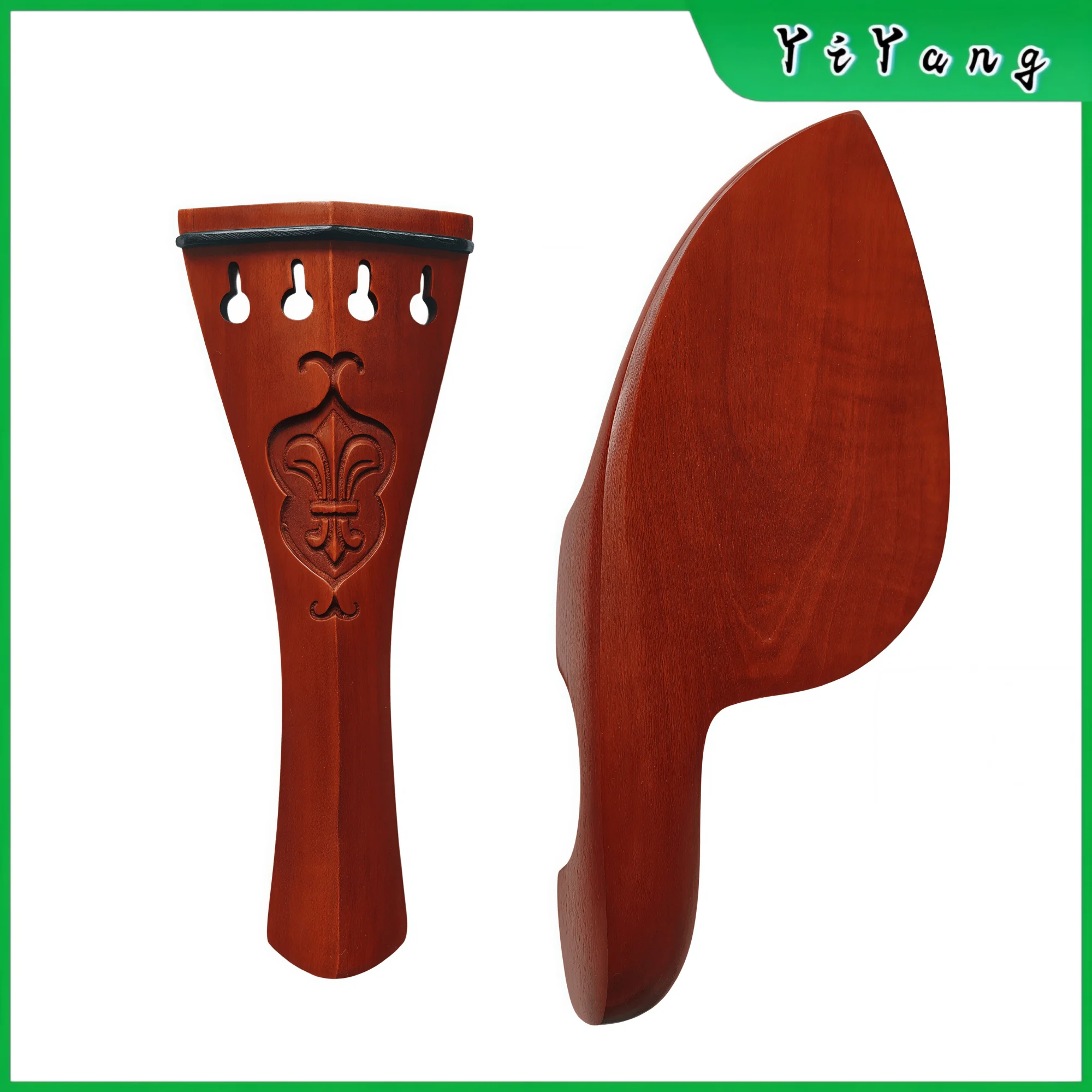 1 set 4/4 Jujube wood carved Violin Accessories chin rest pegs tailpiece end pin Parts - view 4