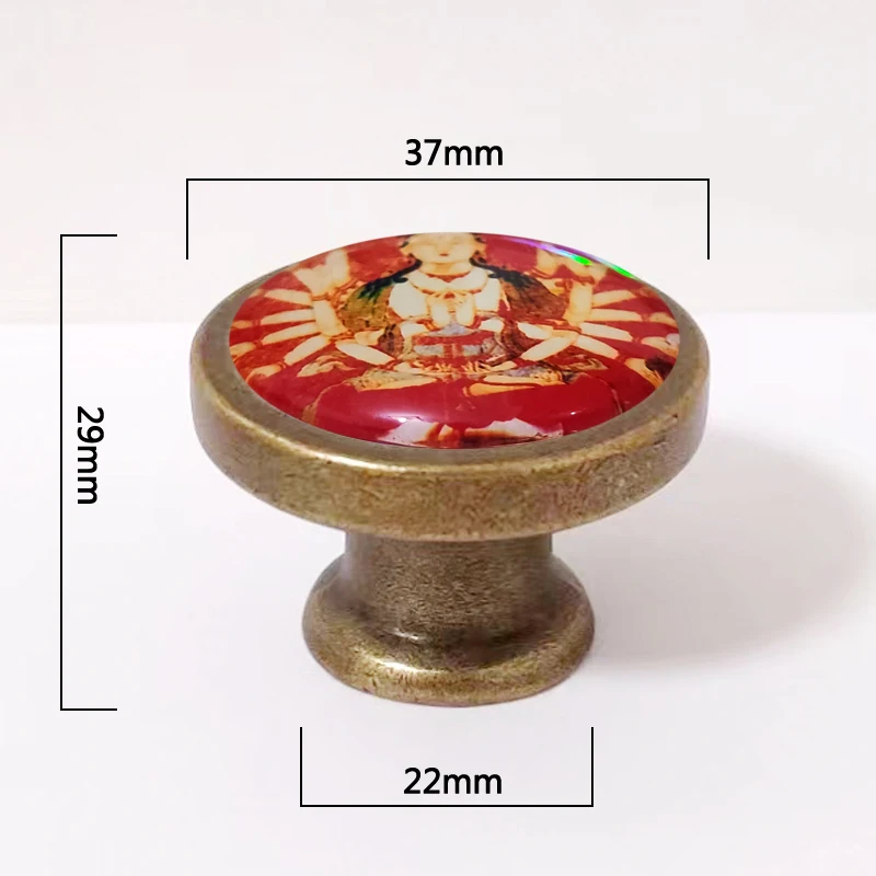 Bodhisattva Cabinet Dresser Knobs pull Glass Cabochon Knob Domed Cabinet Knobs Furniture Knobs