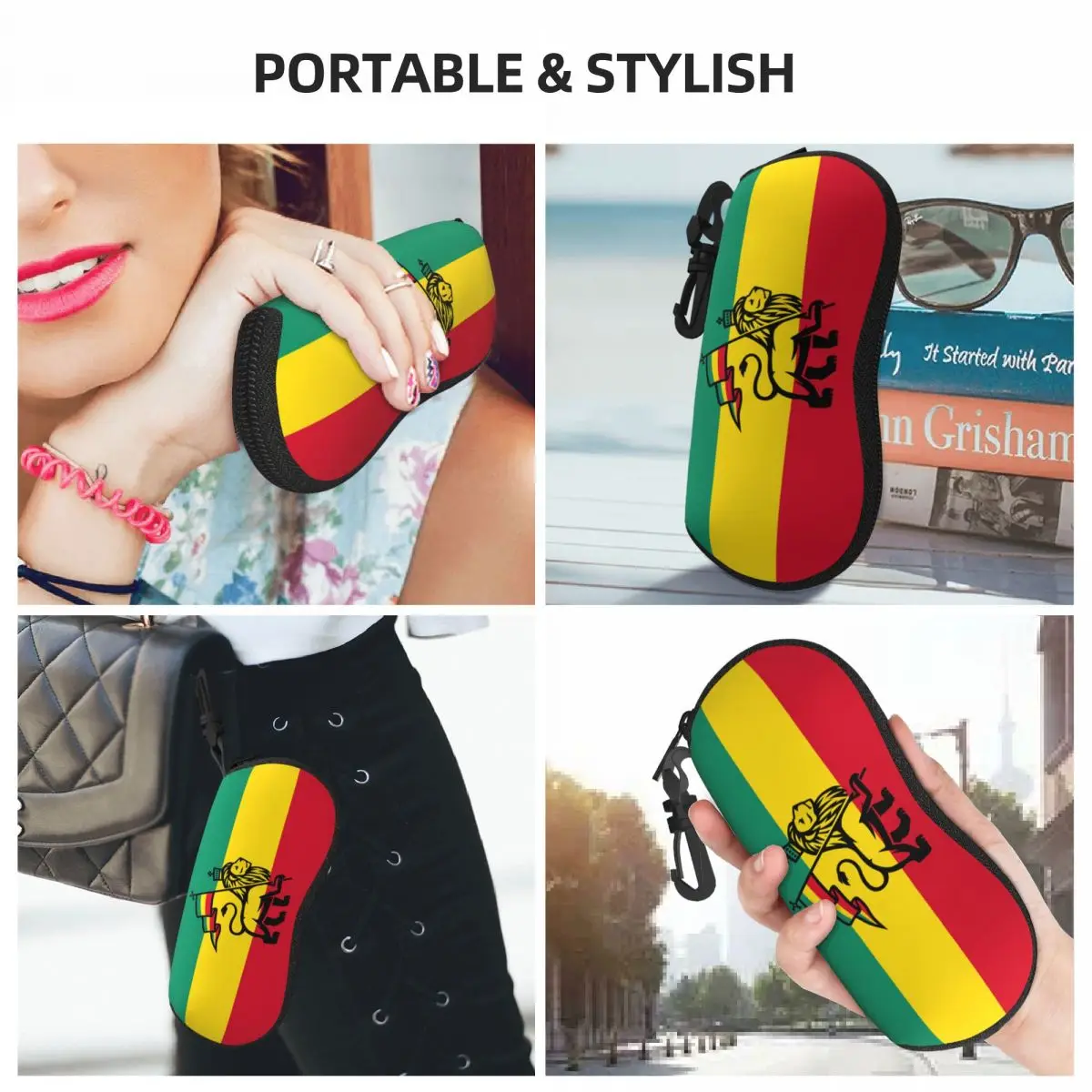 Custom Jamaica Rasta Judah Lion Rastafari Flag Glasses Case Stylish Shell Eyeglasses Case Sunglasses Box