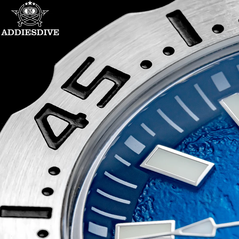 ADDIESDIVE New Monster Mens Diver Watch Sapphire 200M Waterproof Blue Dial Stainless Steel NH35  Automatic Mechanical Wristwatch