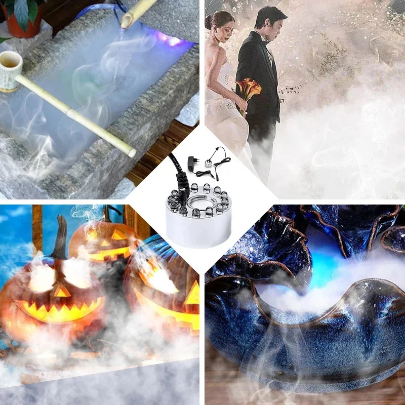 Mini Mist LED Pumpkin Light Halloween Fogger Water Fountain Pond Fog Machine Atomizer Christmas Easter Party Decoration