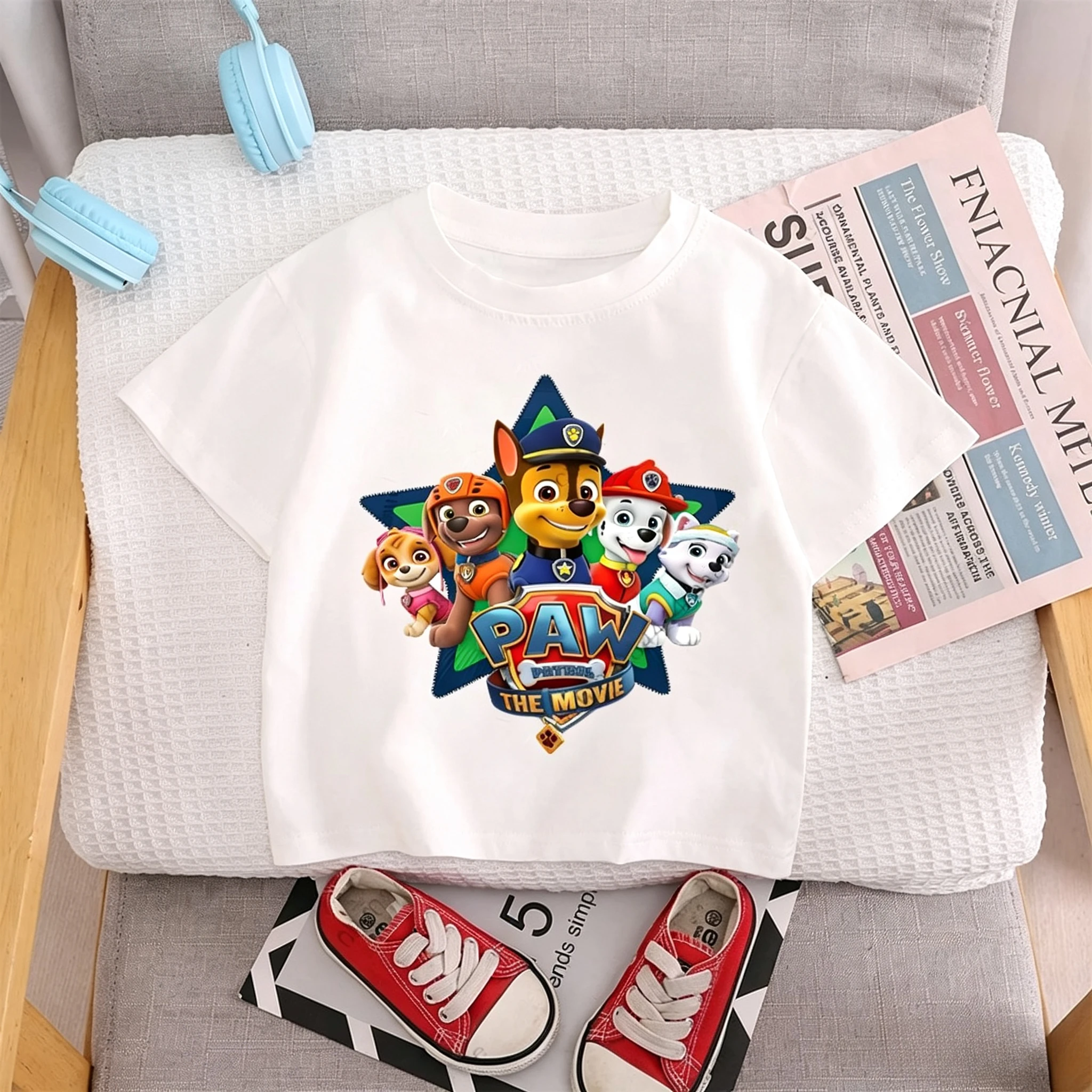 Paw Patrol Cartoon Print Kids T Shirt Cotton Boys Girls Summer Short Sleeve Casual Tops Children Fashion Daily Wear Gift T-shirt