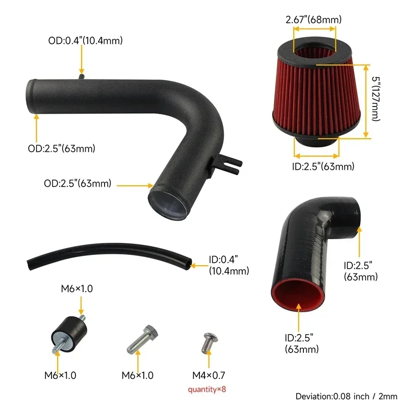 

High Flow Cold Air Intake Kit Aluminum For Audi A1 A3 Q2 Q3 VW Golf GTI MK7 EA211 Skoda 1.2TSI 1.4TSI 2013-2020