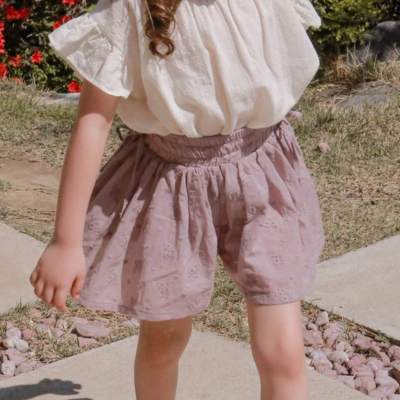 

High-Quality Baby Girls' Summer Shorts 2025 Fashionable Embroidered Culottes Skirts for kids Pant