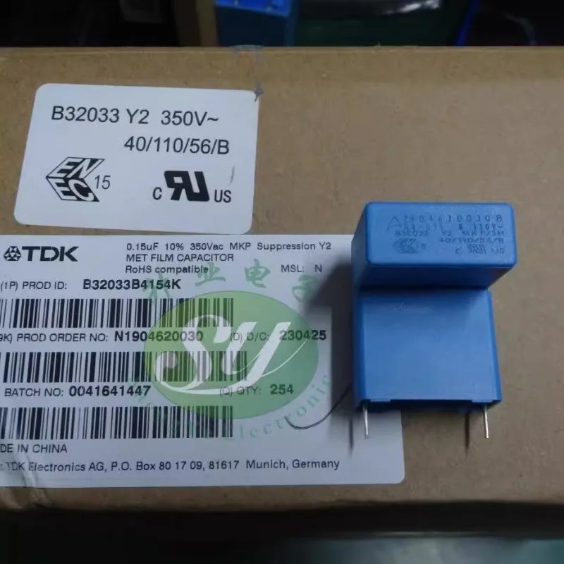 

5PCS/10PCS EPCOS 0.15uf/350vAC 150nf u15 154 New Y2 film capacitor B32033B4154K