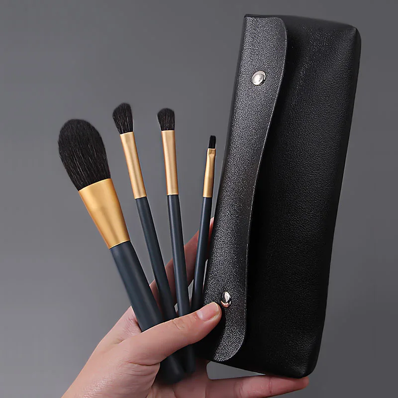5-delige make-upborstelset van hoge kwaliteit, los poeder, blush en concealer make-upborstelset + eenvoudige opbergtas met grote capaciteit