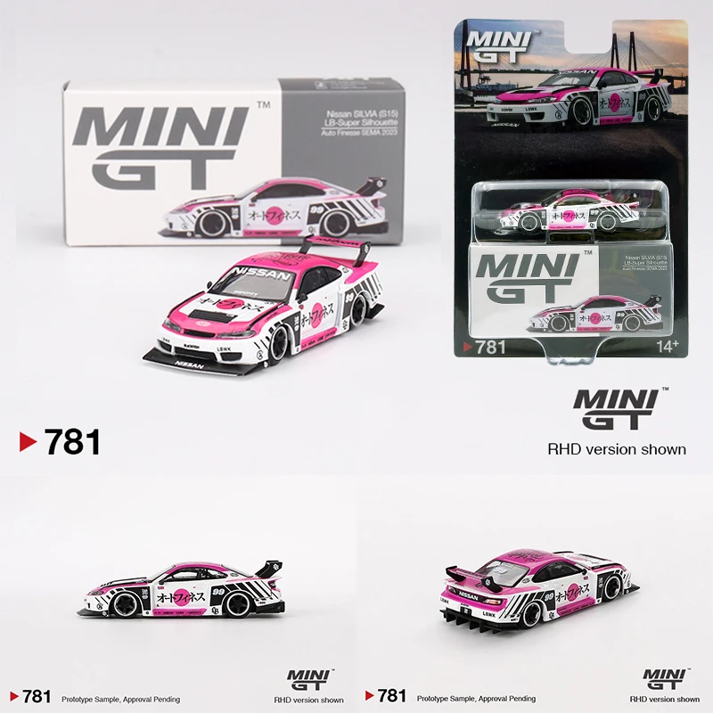 MINIGT 781 1:64 LBWK Nissan LB Super Silhouette S15 SILVIA Auto Finesse SEMA 2023 Diecast Diorama Model Collection Toys