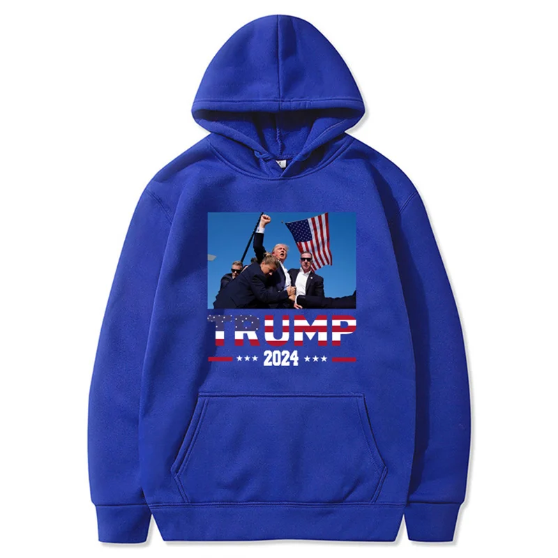 Men Women Clothing Hoodies Pullover Hip Hop Sweatshirts Trump 2024 Fight Print Hoodies Casual Top Tracksuit Sweatshirt Autumn