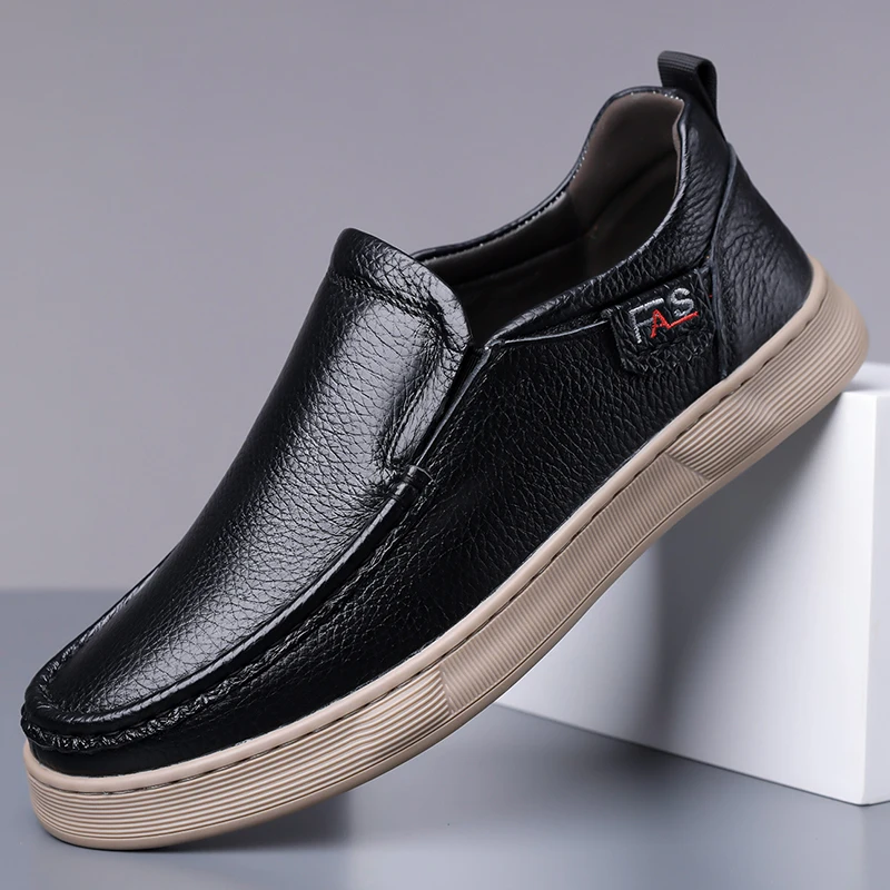 

Men's Top Layer Cowhide Leather Shoes Spring Summer Casual Men's Shoes Soft Sole Comfortable Genuine Leather Men's Driving Shoes