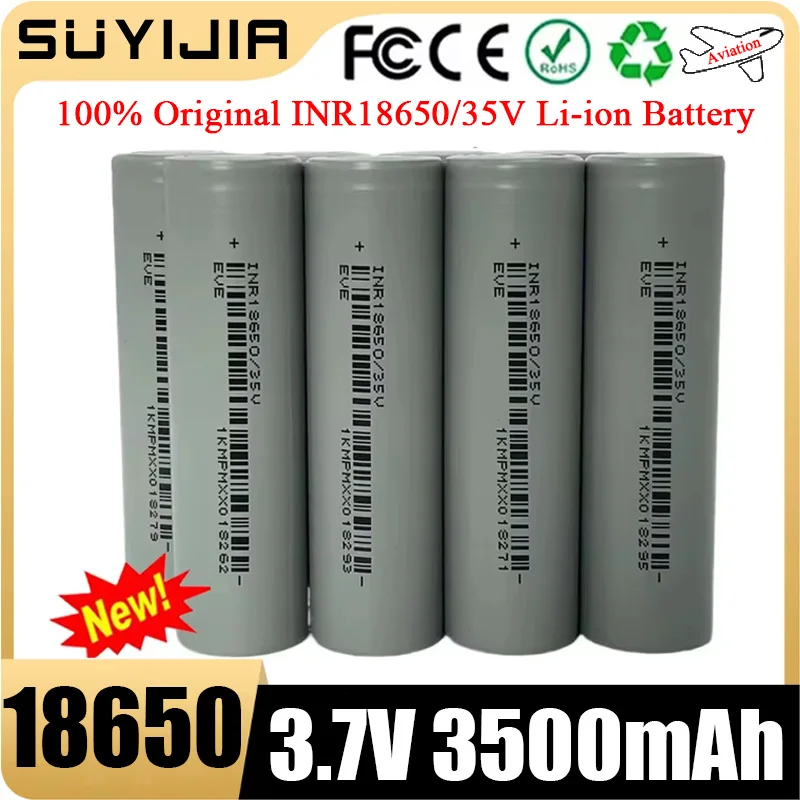 New 100% Original 18650 3500mAh Power Battery INR18650/35V 3500mAh Li-ion 3.7v Rechargeable Battery 18650 Battery 1-50 Pieces