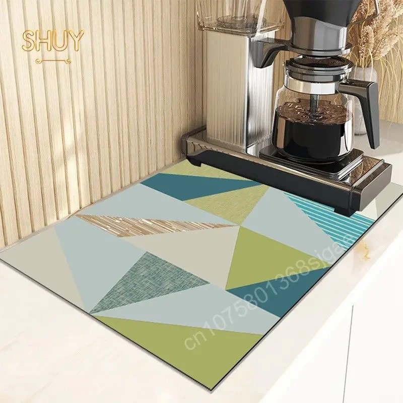 

Geometric Graphics Color Irregular Drain Pad Super Absorbernt Kitchen Dish Drying Mat Waterproof Placemat Living Room Decoration