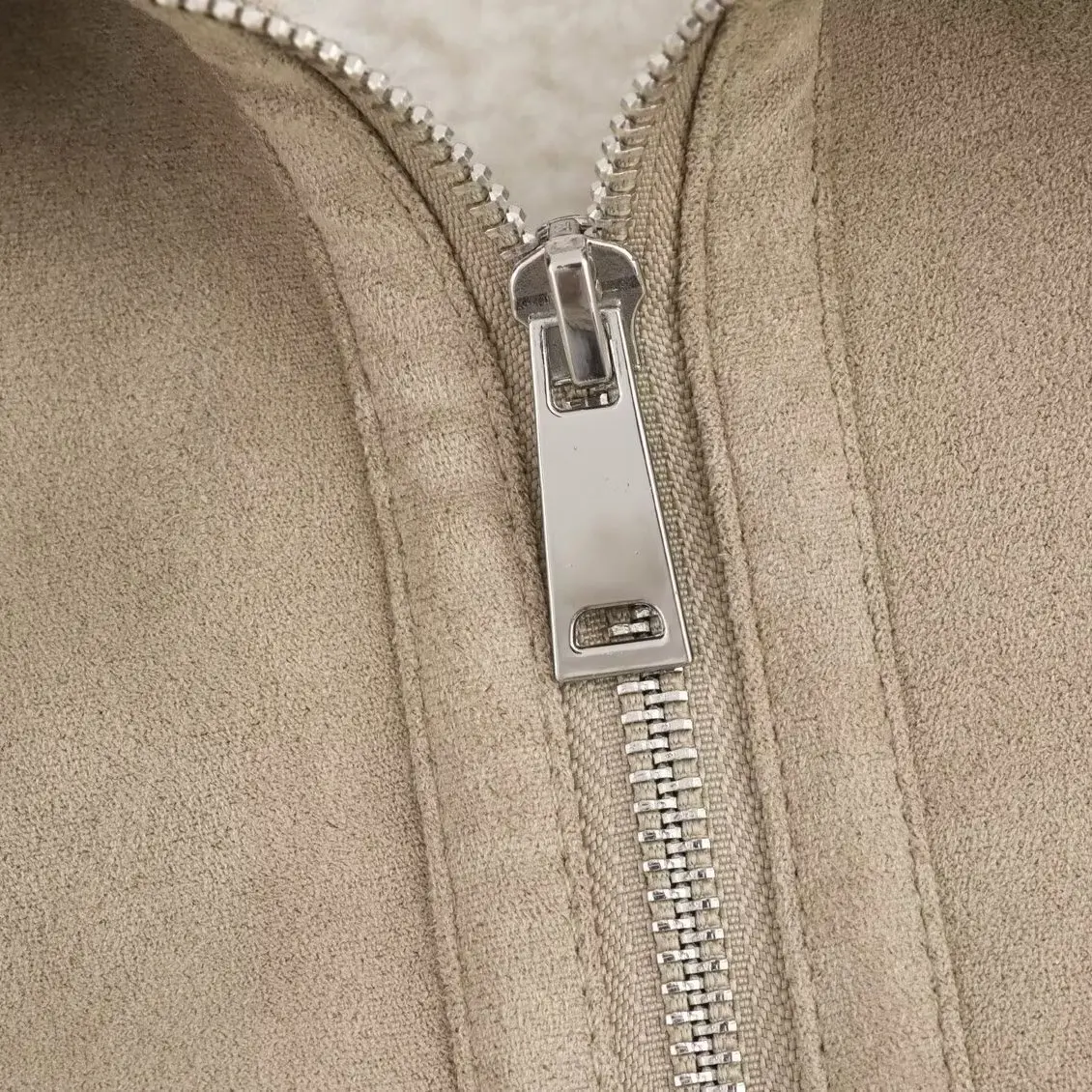 Faionable Dubbelzijdig Jaet Dames Herfst Nieuwe Sle Geribbelde Zoom Veelzijdige Bovenkleding Polyester Stof Lange Sve Rits...