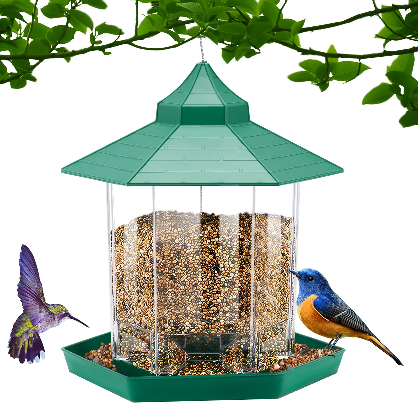 Waterproof Gazebo Hanging Wild Bird Feeder Outdoor Container With Hang Rope Feeding House Type Bird Feeder Aves Outdoor Decor