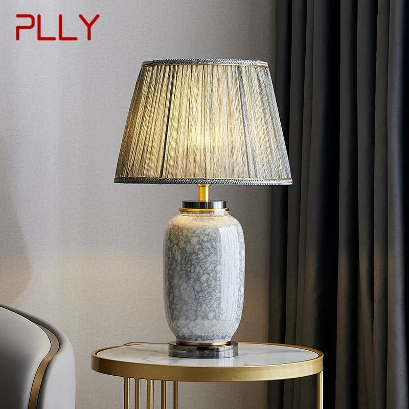 

PLLY Modern Ceramics Table Lamp Luxurious Living Room Bedroom Study LED Originality Brass Desk Light