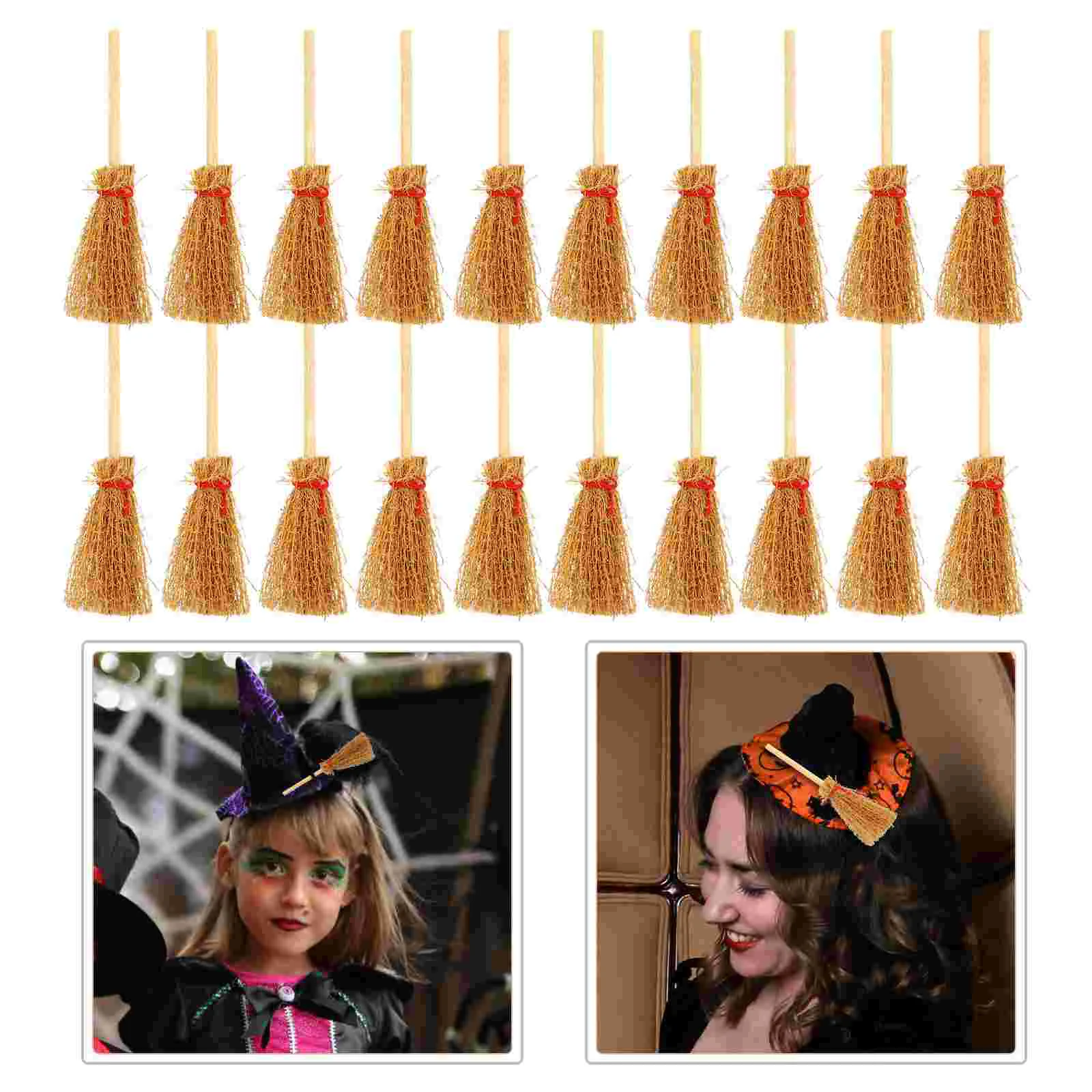 

20 Pcs Miniature Witch Broom Decorations Halloween Dollhouse Accessories Mini Broom Charm Witch Mops nament Miniature Scene