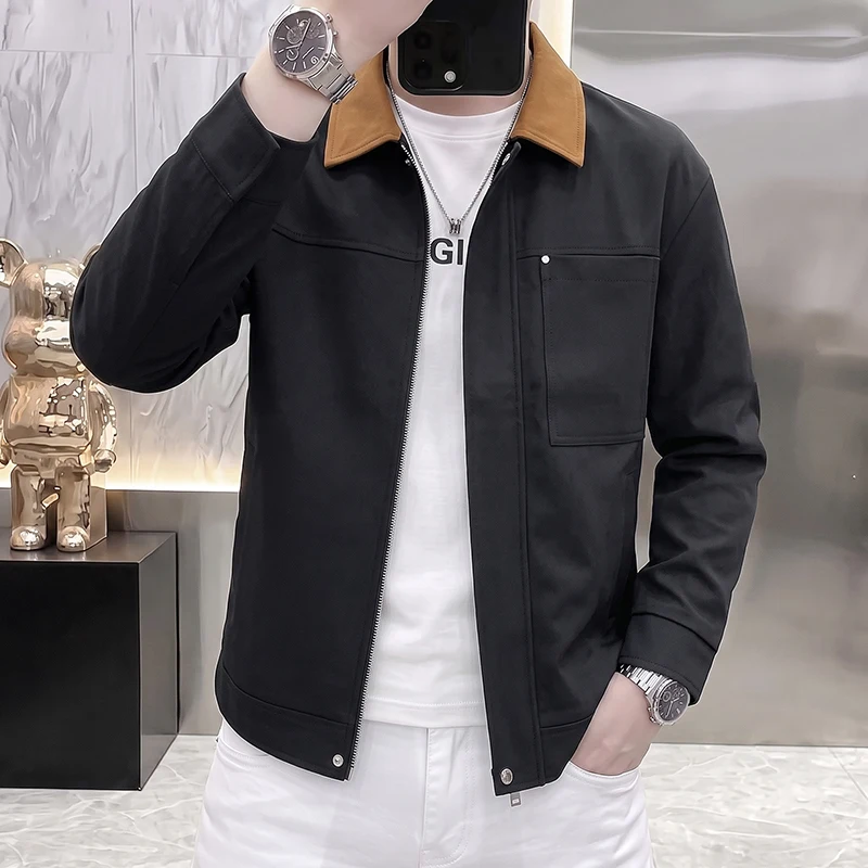 High-End Collared Jacket for Men Versatile Stylish Business Casual Spring Autumn Fashion Trendy All-Match Gentleman's Coat