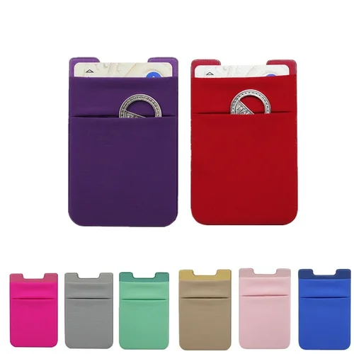 Imagen 2 del producto Tarjetero de tela elástica para hombre y mujer, funda para teléfono móvil, billetera para tarjeta de identificación de crédito, bolsillo adhesivo
