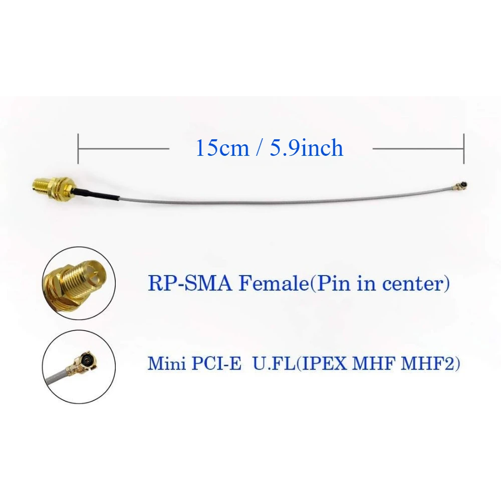 8 dBi RP-SMA-Stecker-WLAN-Antenne + 15 cm U.FL auf RP-SMA-Buchse, Verlängerungskabel für Mini-PCIe-Steckplatz – Detail 3