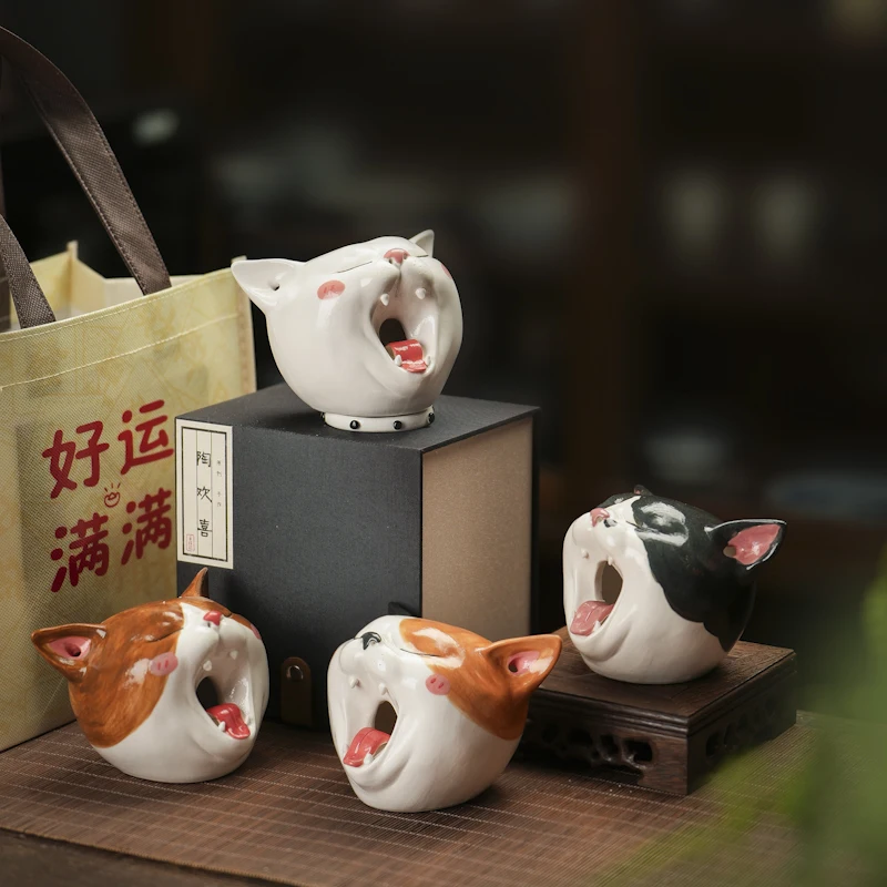 Nordic Ceramic Cat Incense Holder and Aromatherapy Ornament