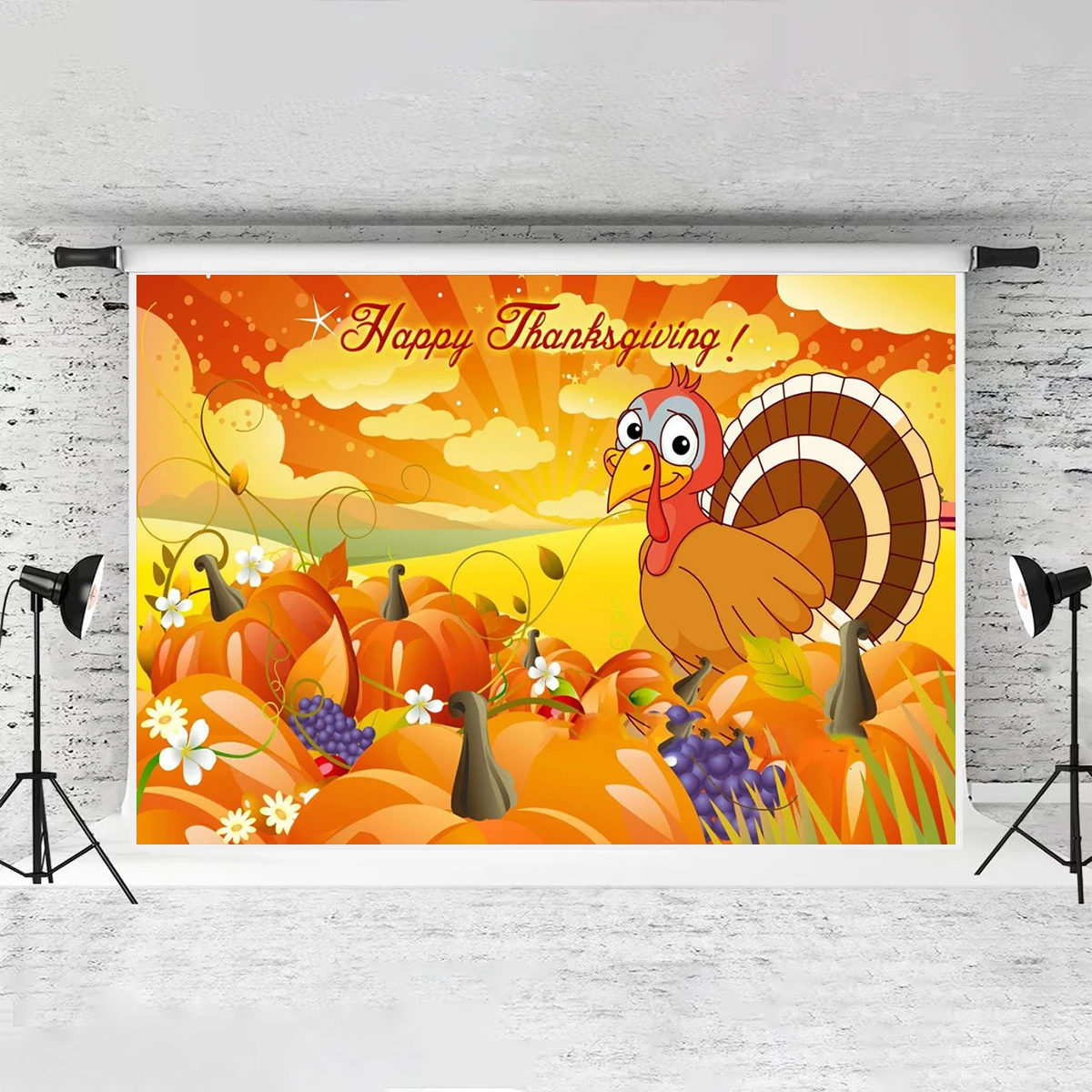 Thanksgiving Turkey Pumpkin Backdrop Birthday Party Photography Family Photo Shooting Background Village Activity Decorations