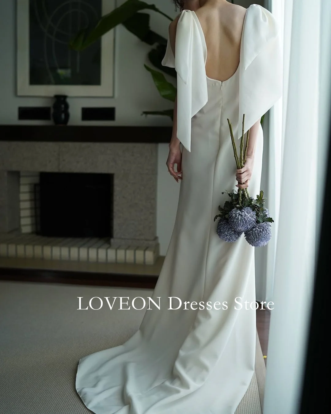 LOVEON Square Neck Elegant Wedding Dresses Corset 프롬드레스 Mermaid Organza Simple Korea Sleeveless  Bride Gowns Party Women Bride