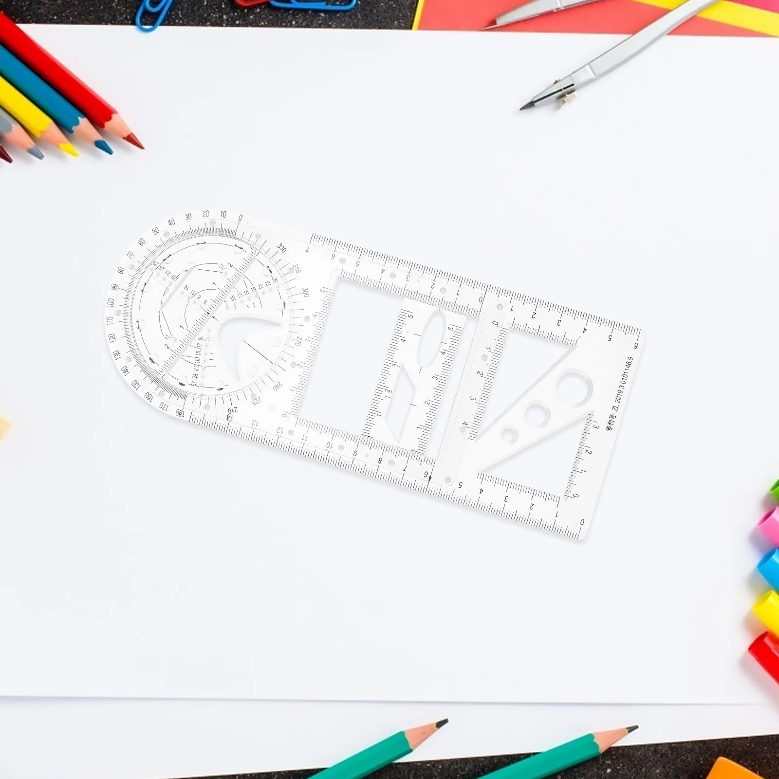 Student Geometry Ruler Kit Meten Draft Liniaal voor Junior High School Wiskunde Leren Multifunctioneel tekengereedschap School