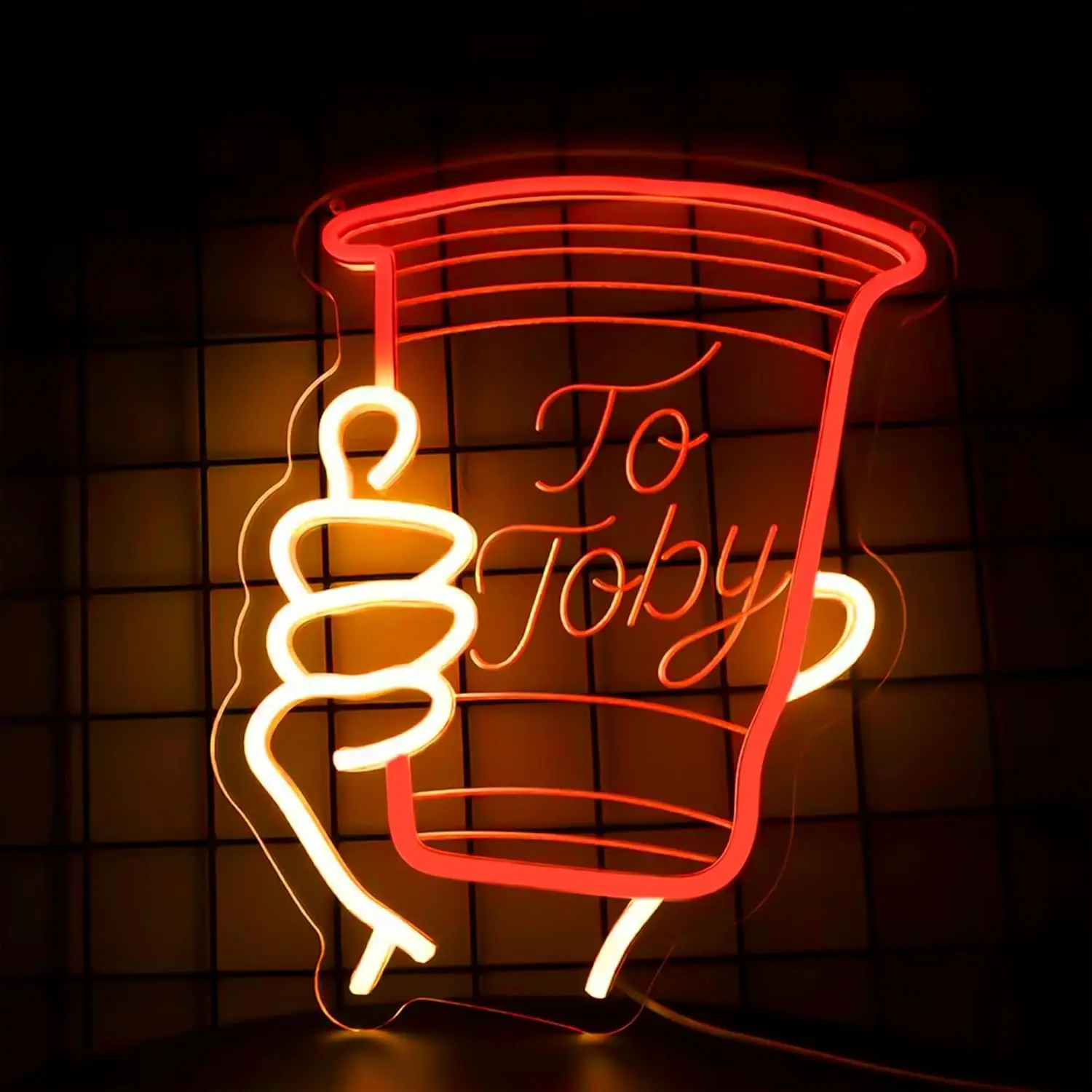 

Red Solo Cup Toby Neon Sign Art Wall Light USB LED Neon Light for Club Bar Gaming Room Bedroom Decoration Gift Night Light