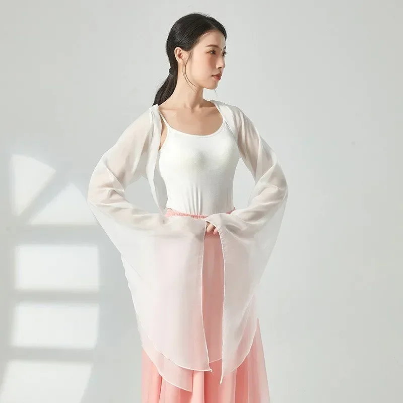 classical-dance-clothes-female-body-rhyme-streamer-top-horn-sleeves-elegant-gauze-clothes-chinese-dance-practice-clothes